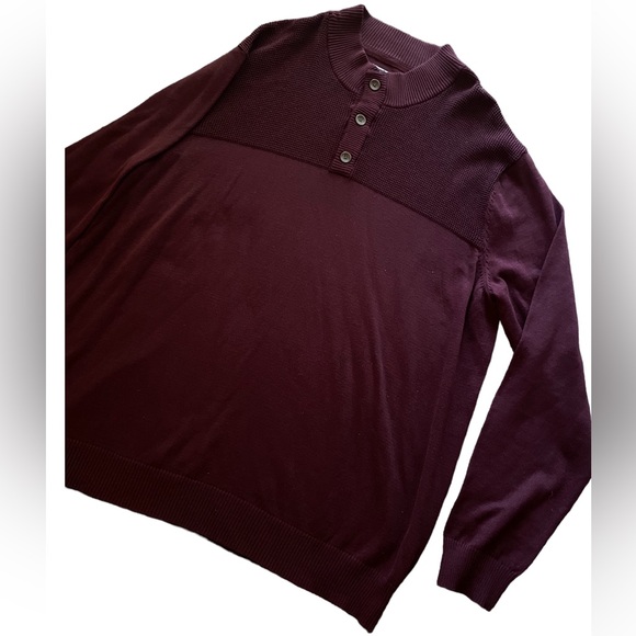 Columbia NWT Casual Knit Button Up Henley Men’s XXL Maroon Sweater - Picture 1 of 12